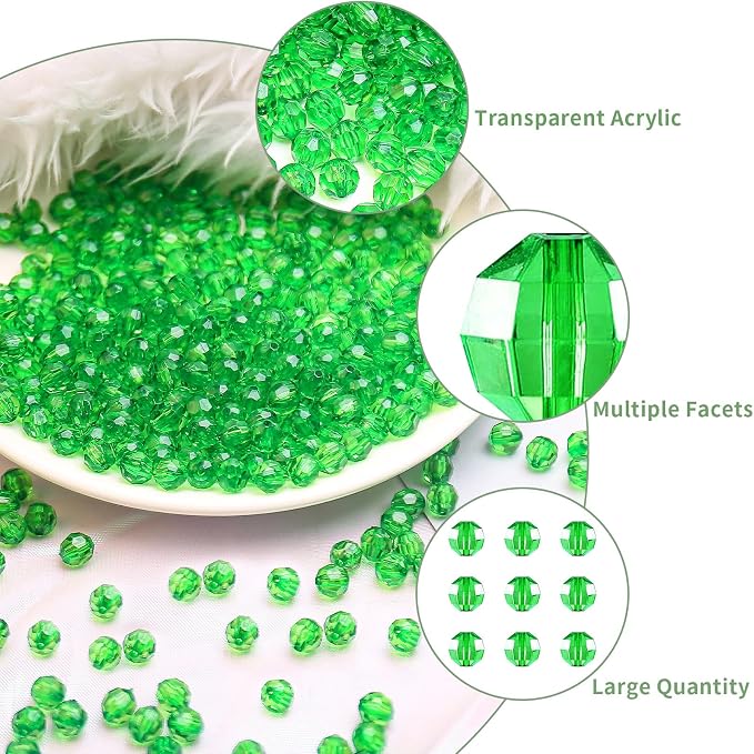 BONNY BOXX 500pcs 8mm Acrylic Faceted Round Crystal Beads Transparent Deep - Image 2