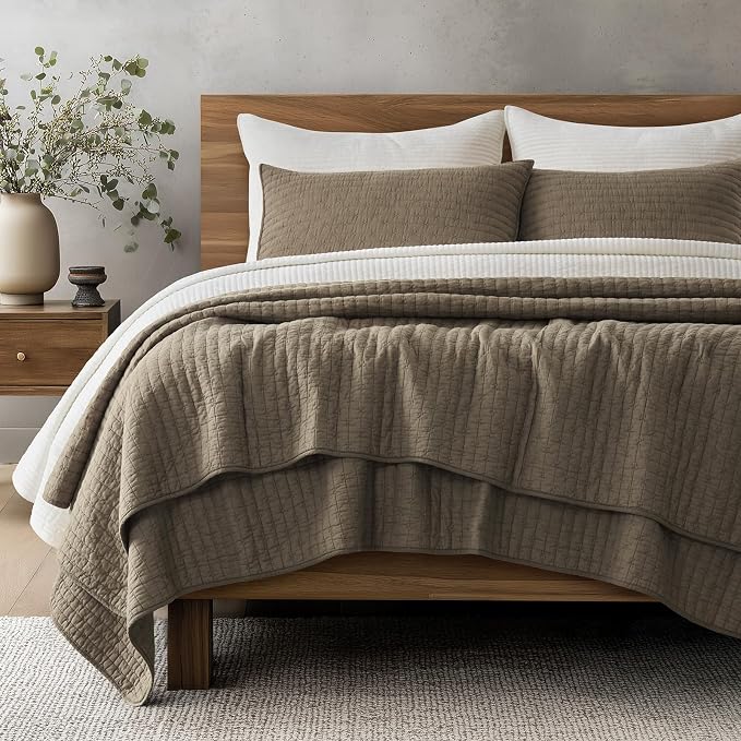 EVERGRACE Cross Stitch Pre-Washed Cotton Quilt Bedding Set Queen Size, by EVERGRACEHOME