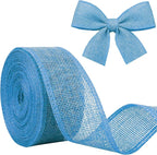 Light Blue Burlap Ribbon 1-1/2 inch X 10 Yard Blue Wired Ribbon | Natural Linen by JaoZuyard