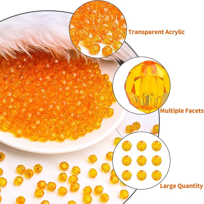 BONNY BOXX 500pcs 8mm Acrylic Faceted Round Crystal Beads Transparent - Image 2