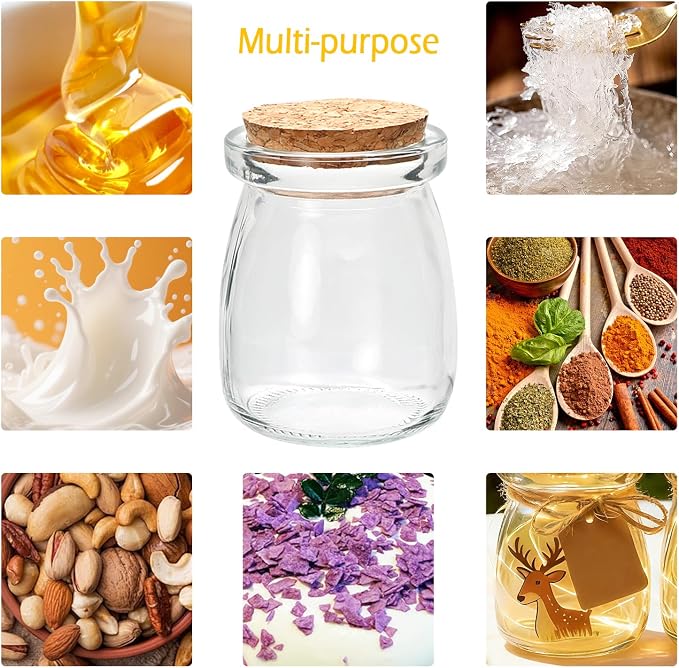 3.4 oz Small Glass Jar with Cork Lids, Pudding Yogurt Jar - Image 7