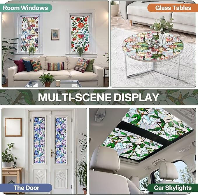 Stained Glass Window Film, Floral Window Privacy Film - Image 6