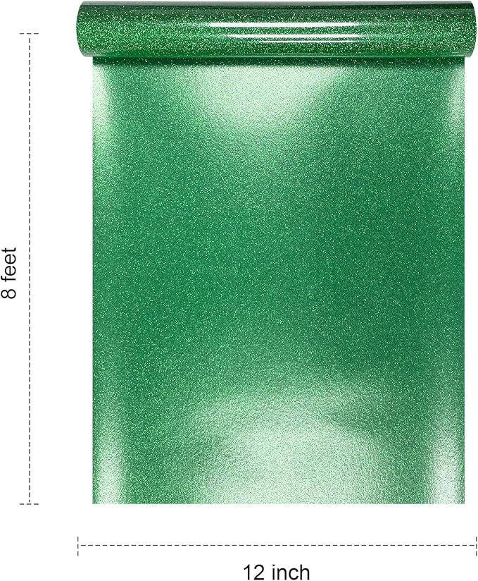 Efuncro- Green Glitter HTV 12'' x 8ft Heat Transfer Vinyl, Iron on - Image 3