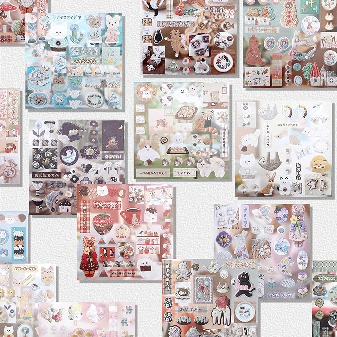 Tmtains 30 Sheets Japanese Manga Style Sticker Book 800+Pcs Heisei Retro Animal - Image 5