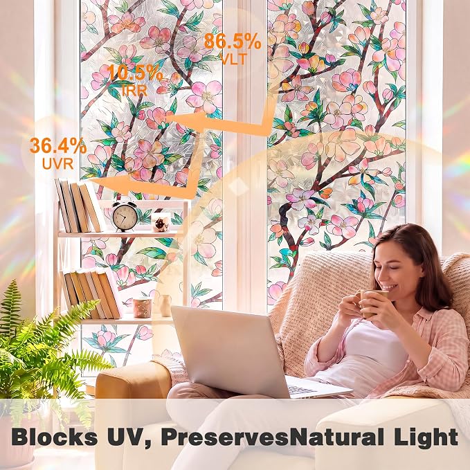 3D Rainbow Window Privacy Film, Decorative Stained Glass Static Cling Window - Image 4