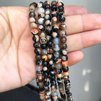 60pcs Round Loose Orange&Coffee Fire Agate Beads - Image 5
