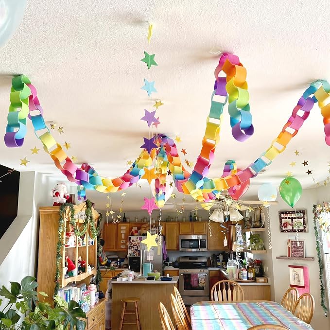 Roowest 600 Sheets Felt Chain Strips Bright Color Chain Garland 1x8 Inch - Image 7