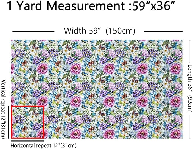 Castle Fairy Spring Flowers Fabric, 10 Yards, Polyester/100%, Floral Pattern - Image 2