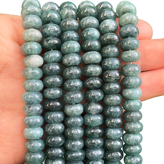 Songxi 5x8mm Natural Blue Colored Jade Stone Rondelle Beads, Gemstone by SongXi