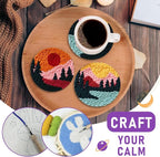 Punch Needle Coasters Kit for Beginners Adults, 6 Pattern Embroidery Scenery - Image 4