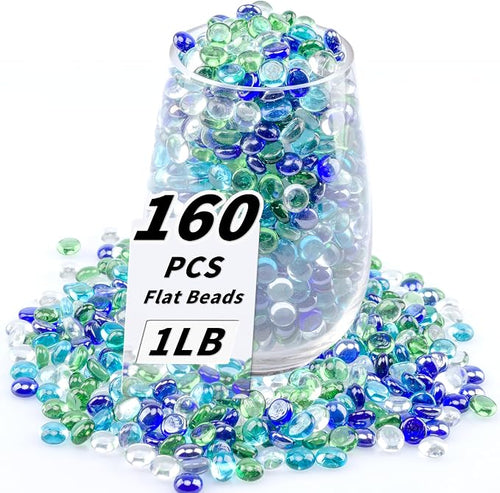 1 LB Flat Glass Beads, Mini Flat Round Pebbles by Foncomy