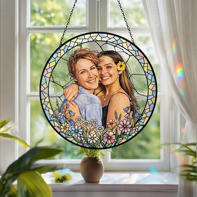Personalized Family Stained Glass Sun Catcher, Custom Family Photo Window - Image 5