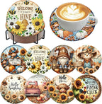 Axquilon 8 Pcs Fall Diamond Art Coasters Kit by Axquilon
