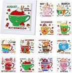 Trandraft 13 Pcs Coffee Month Diamond Art Kits by Trandraft