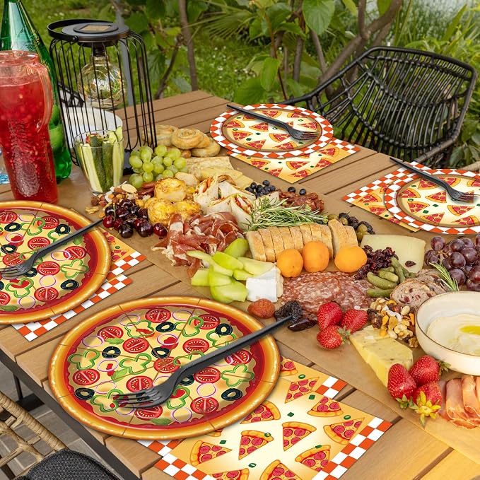 50 Guests Pizza Plates and Napkins Party Supplies Pizza Birthday Party - Image 6