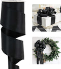 HUIHUANG Black Satin Wired Ribbon 2-1/2 inch Double-Faced Satin Wire Edge Ribbon by HUIHUANG