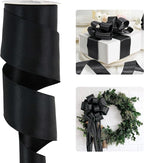 HUIHUANG Black Satin Wired Ribbon 2-1/2 inch Double-Faced Satin Wire Edge Ribbon by HUIHUANG