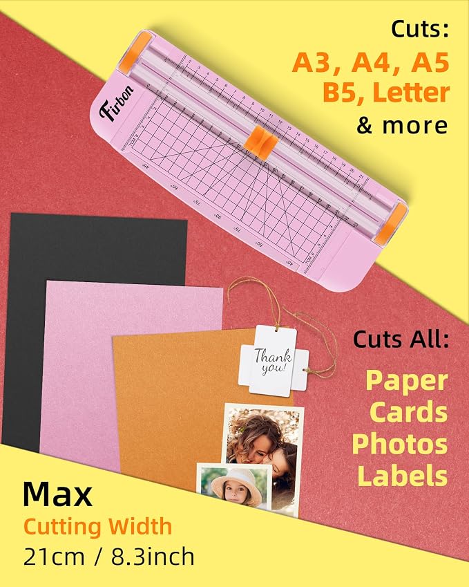 Firbon Pink A5 Paper Cutter, Straight Small Paper Trimmer - Image 4