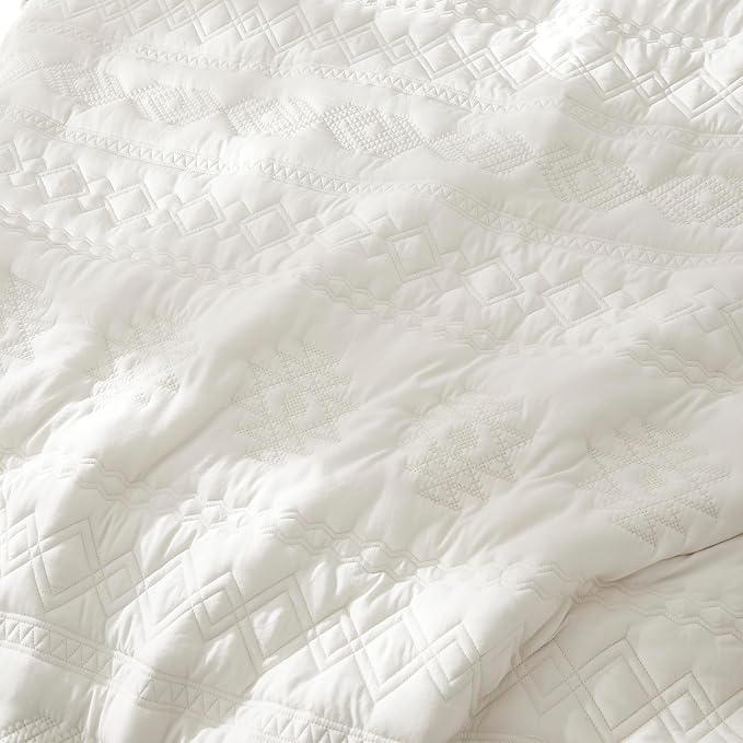 WDCOZY Boho Ivory Oversized California Cal King Size Quilt Bedding Sets - Image 5