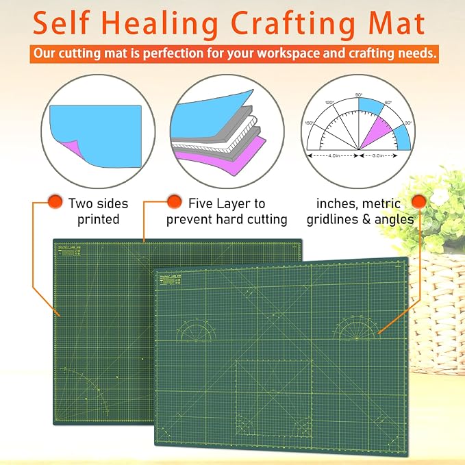 Self Healing Cutting Mat A2 18"x 24" Double Sided Green Mat - Image 5