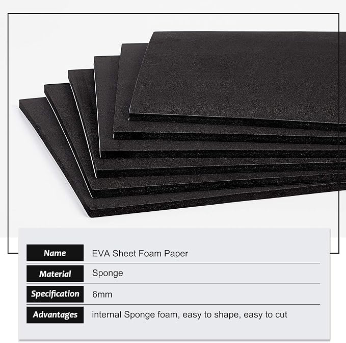 BENECREAT 6PCS Self Adhesive Backed Foam Sheet 12x8 Inch Black Nonslip EVA Foam - Image 4