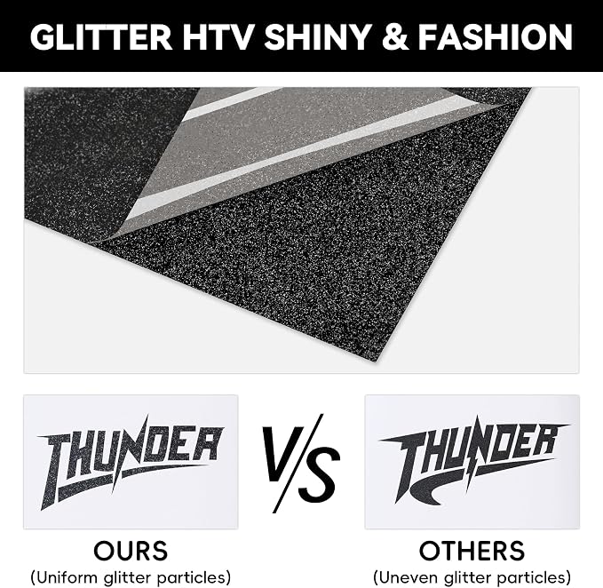 Aoder Black Glitter HTV Heat Transfer Vinyl - Image 4