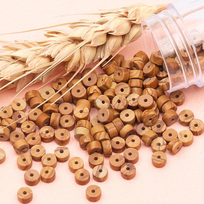 Natural Stone Heishi Beads for Necklace Making, 4 mm x 2 mm Small Flat Round - Image 7