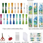 FREEBLOSS 6 Set Cross Stitch Bookmarks Kit Mountains&Rivers Stamped Cross - Image 2