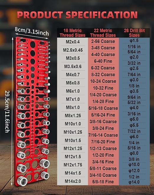 66 Thread Checker, VEXTHYX 22 standard/sae & 18 metric nut and bolt thread - Image 3