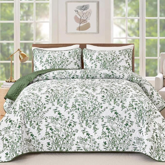 WONGS BEDDING Quilt Queen Size, Botanical Quilts by WONGSBEDDING