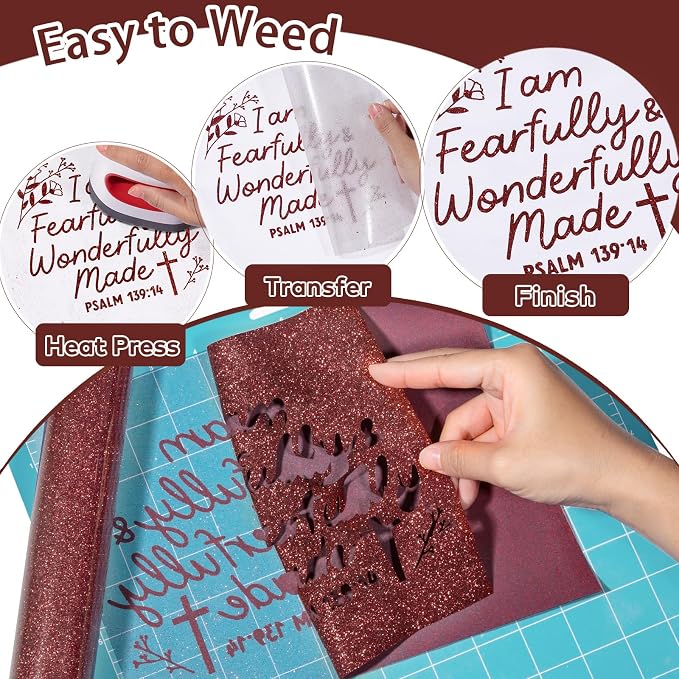 WRAPXPERT Maroon Glitter Heat Transfer Vinyl Roll, Holographic Glitter Wine Red - Image 3