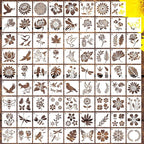 80 Pcs 3 x 3 Inch Stencils for Painting on Wood, Reusable Flower Butterfly Bird by DZXCYZ