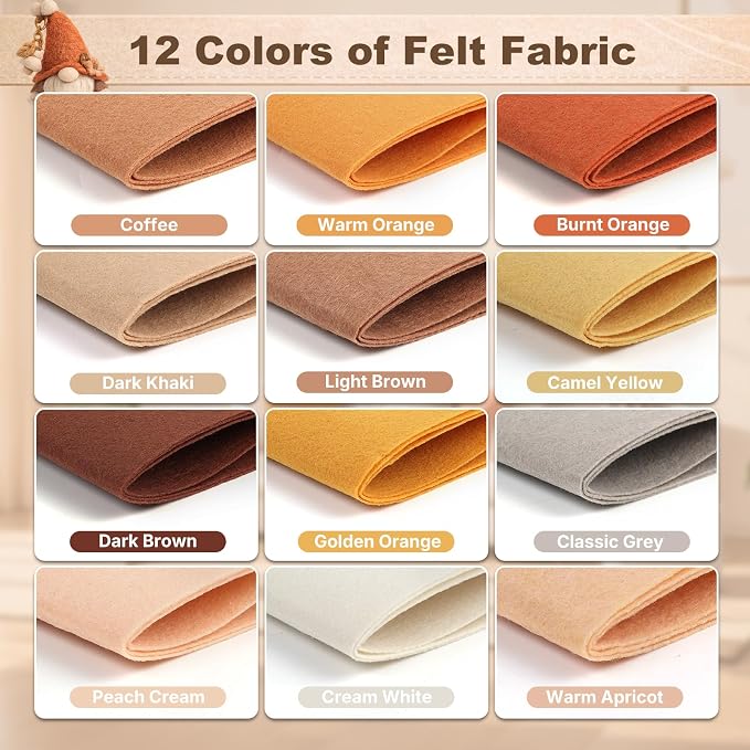 Large Stiff Felt Sheets 8"x35" – 12 Assorted Colors Felt Fabric Bundle Pack - Image 2