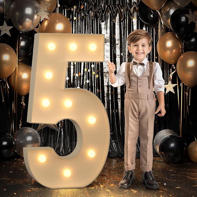 imprsv 4FT Marquee Number 5 Light up Number 5th Birthday Decorations Large by Letsmakeitimpressive