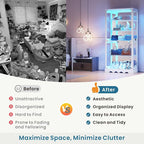 Dystler Display Cabinet with RGB LED Lights & Glass Doors, Flexible Storage - Image 7