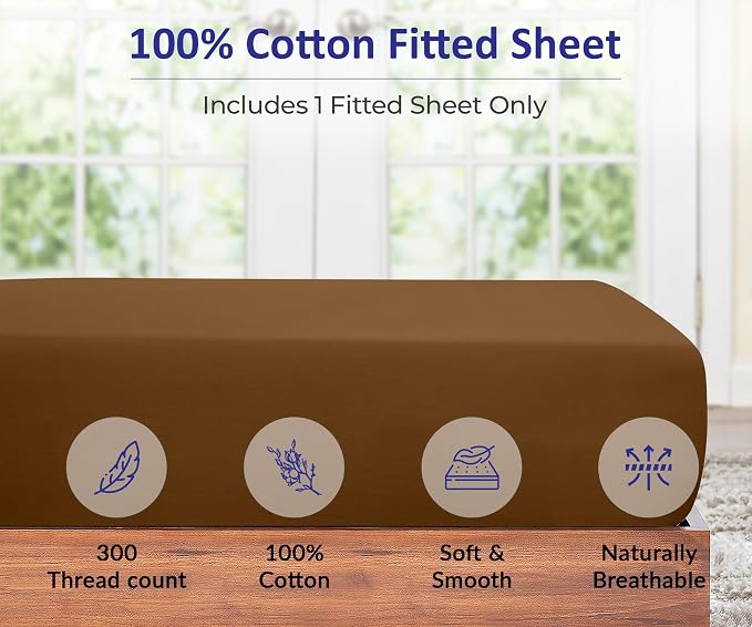 ROYALE LINENS 300 Thread Count 100% Long Staple Combed Cotton Fitted Sheet Twin - Image 3