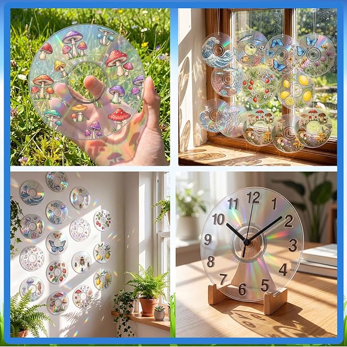 Sabary 29 Pcs DIY CD Painting Kit Painting Gift Include 24 Pcs 4.72'' Blank Cds - Image 4