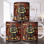 Personalized Firefighter Gifts for Men Dad Custom Name Mug, Fireman Gear Design - Image 8