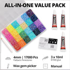 17000Pcs Resin Rhinestones for Bedazzling Crafting, 4mm Jelly Multicolor - Image 2