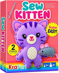 KRAFUN Beginner Sewing Kit, Sew Kitten & Mouse, Pre-Cut Felt, Kids Ages 5+ | by FunCreativeArtsCraftKits