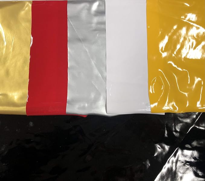 Polyester Spandex Shiny Silver Faux Vinyl 2 Ways Stretch Fabric - Image 2