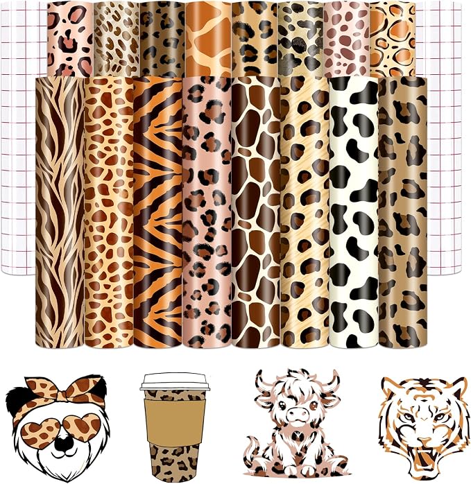 Leopard Boho Permanent Adhesive Vinyl 16 Sheets 12'' x 10'' | Zebra Animal by CraftingEveryday