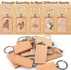Wood Key Chain Bulk 100 Pcs Rectangle Wooden Blank Tags | Unfinished Wood Blanks - Image 4