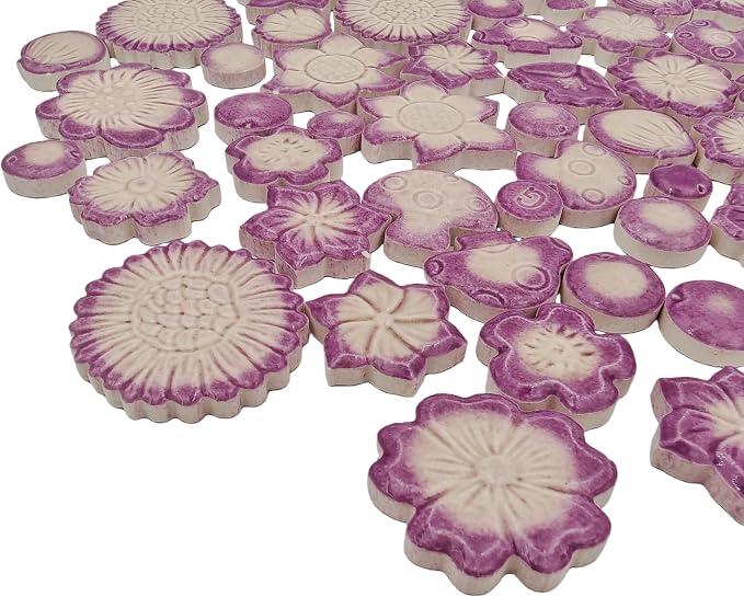 500g/1.1lb Ceramic Mosaic Tiles Mixed Shapes of Flowers, Mushrooms - Image 8