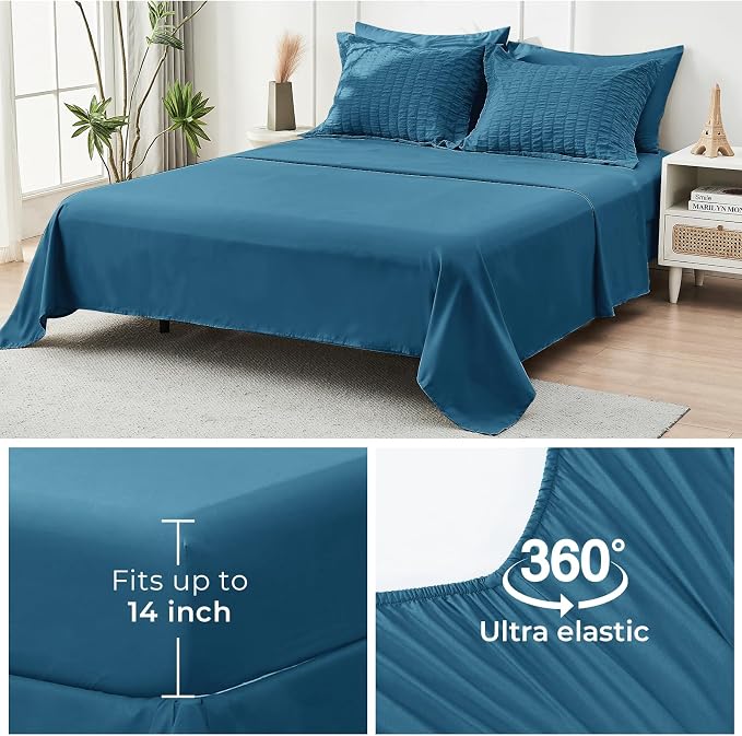 HYMOKEGE Teal Twin XL Comforter Set Seersucker 5 Pieces, All Season Luxury Bed - Image 7