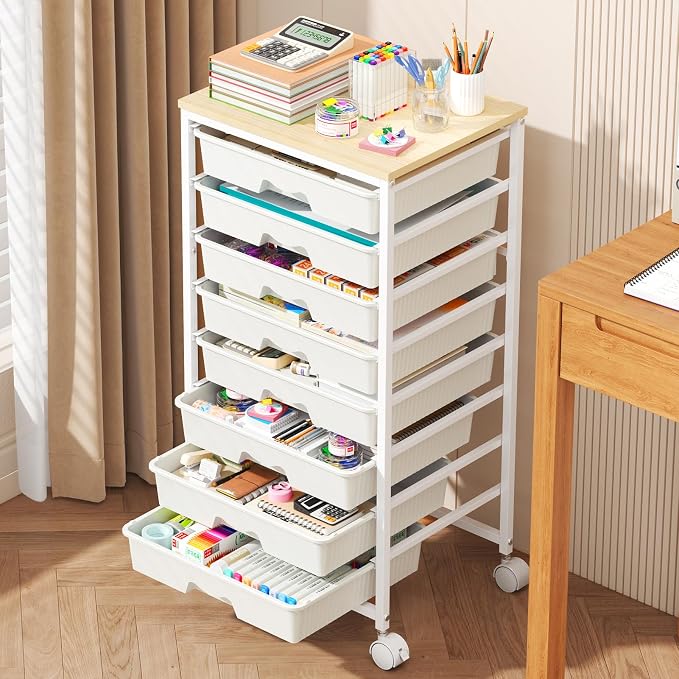 Goovilla Rolling Cart with Drawers, Utility Cart Organizer With 8 Removable by Goovilla