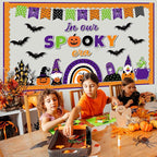 ojustbeok Halloween Bulletin Board Rainbow Pumpkin Ghost Decorations Bat Castle - Image 5