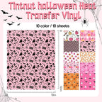 Tintnut Pink Halloween Heat Transfer Vinyl, pumpkins & bats patterned HTV - Image 2