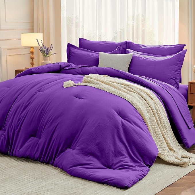MUXHOMO 7 Pieces King Comforter Set, Soft Bed in a Bag King Size, All Season by MUXHOMO