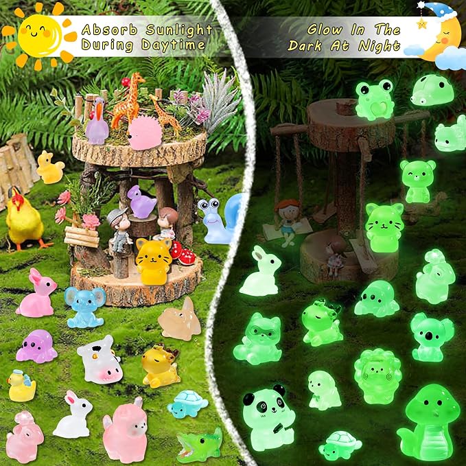 52Pcs Luminous Mini Resin Animals 52 Styles Miniature Glow in the Dark Resin - Image 4
